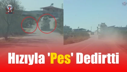 Tek şeritli yoldaki hızıyla Pes dedirten mikser sürücüsü kamerada