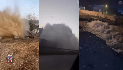 Ana su hattında yaşanan patlamada su metrelerce havaya fışkırdı