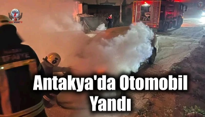 Antakyada yanan otomobilde hasar oluştu