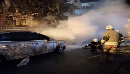 Belende otomobil yangını