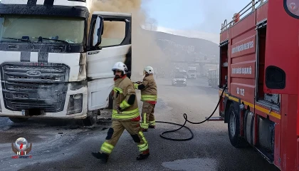 Belende tır yangını