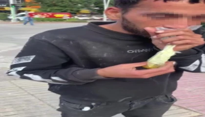 Caddede güpegündüz bali çekip kendinden geçti