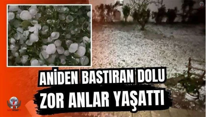 Dolu yağışı beyaza bürüdü