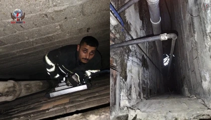 Havalandırma boşluğuna düşen yavru kediyi itfaiye kurtardı