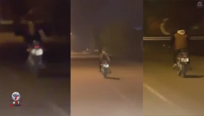 Motosikleti yatarak kullanıp trafiği tehlikeye sokan sürücüye 21 bin lira ceza