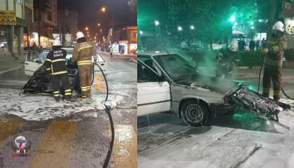 Seyir halindeki otomobil alevlere teslim oldu