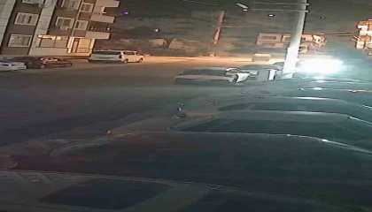 Şiddetli fırtınayla harekete geçen çöp konteyneri, iki otomobilin arasında durdu o anlar kamerada