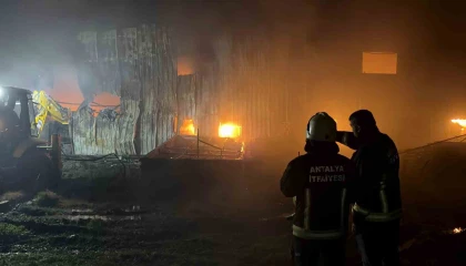 Alanyada klima deposu alevlere teslim oldu