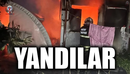 Altınözünde konteyner ve çadır yandı