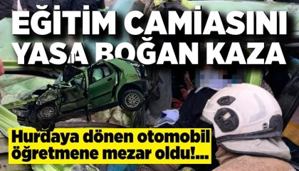 Hurdaya dönen otomobil öğretmene mezar oldu