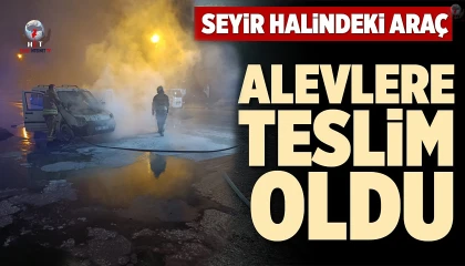 İskenderunda seyir halindeki araç alevlere teslim oldu