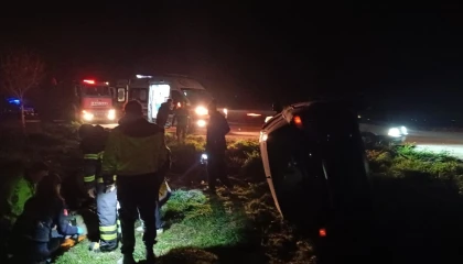 Kontrolden çıkan otomobil devrildi, sürücü yaralandı