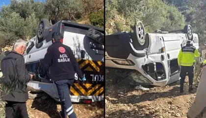 Öğrenci servisi zeytinliğe uçtu: 5 yaralı