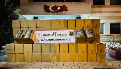 Osmaniyede durdurulan tırda 1 milyon liralık kaçak makaron ele geçirildi