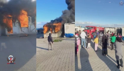 Alevlere teslim olan boş konteyner kullanılamaz hale geldi