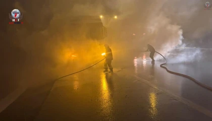 Belende tır yangını