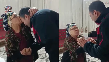 Benim size borcum ne sorusuna sen bize dua et yeter yanıtını alınca itfaiyeciyi alnından öptü