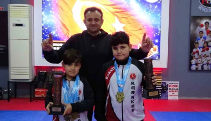 Eski boksör babanın minik sporcu çocukları karatede Türkiye zirvesine çıktı