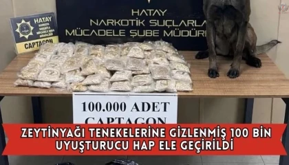 Zeytinyağı tenekelerinden 100 bin uyuşturucu hap çıktı