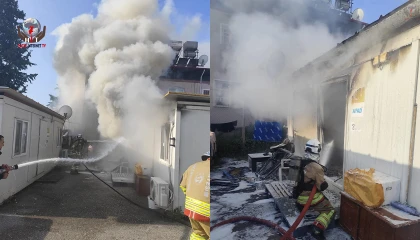 Alevlere teslim olan konteyner yanarak kullanılamaz hale geldi