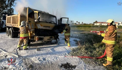 Arsuzda kamyonet alevlere teslim oldu