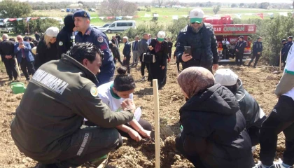 Burdurda zeytin ve fıstıkçamı fidanları toprakla buluştu