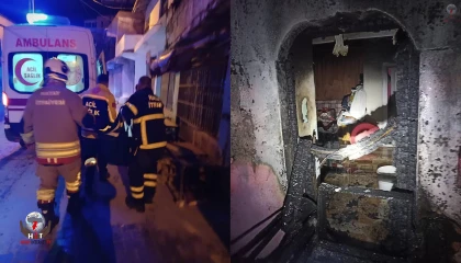 Ev yangınında dumandan etkilenen 2 kişi hastanelik oldu
