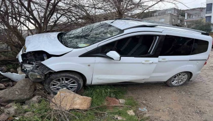 Freni boşalan hafif ticari araç ağaca çarptı: 1 yaralı