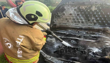 Hatayda park halindeki otomobil alevlere teslim oldu