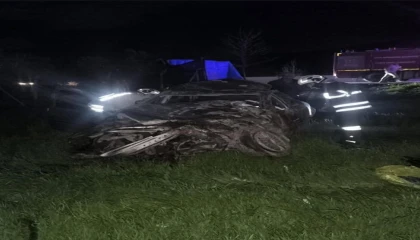 Kırıkhanda hurdaya dönen otomobilin sürücüsü yaralandı