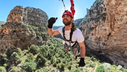Korku ve heyecan bir arada: Mersinde 5 saniye süren 220 metreden halatla atlama çılgınlığı