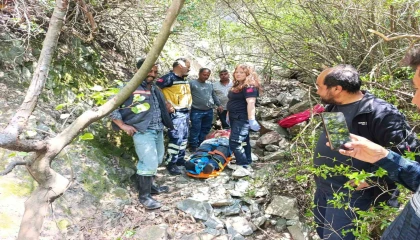 Ormanlık alanda uçurumdan düşen vatandaş yaralandı