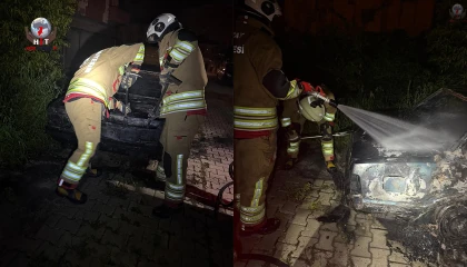 Samandağda yanan FİAT TOFAŞ kullanılmaz hale geldi