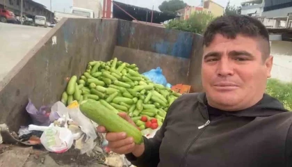 Toptancı halinde çöpe atılan sebzelere tepki