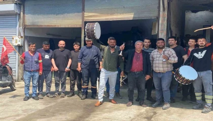 Osmaniyede sanayi esnafından 1 Mayısa davul zurnalı kutlama