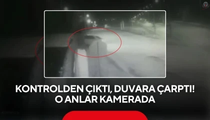 Otomobil bahçe duvarına çarptı: O anlar kamerada