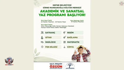 DEFNE’DE YAZ TATİLİ EĞİTİM VE SANATLA GEÇECEK