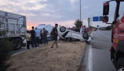 Dörtyolda takla atan otomobilin sürücüsü yaralandı