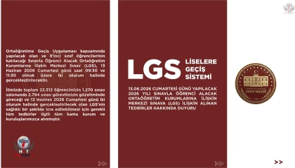 HATAY VALİLİĞİ LGS SINAVI İLE İLGİLİ TEDBİRLERİ DUYURDU