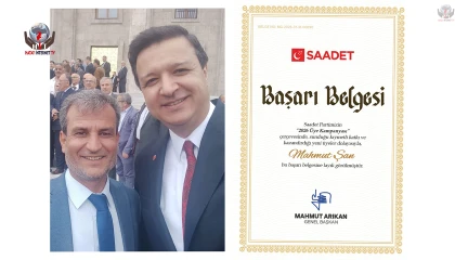 MAHMUT ŞAN’A GENEL BAŞKAN ARIKAN’DAN BAŞARI BELGESİ
