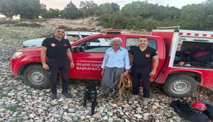 Mersinde 70 metrelik mağarada mahsur kalan oğlak kurtarıldı