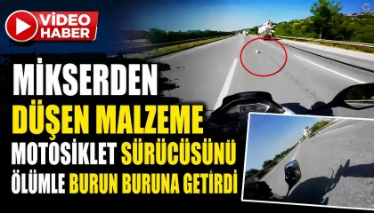 Mikserden düşen malzeme motosiklet sürücüsünü ölümle burun buruna getirdi