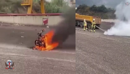 Seyir halindeki motosiklet alevlere teslim oldu