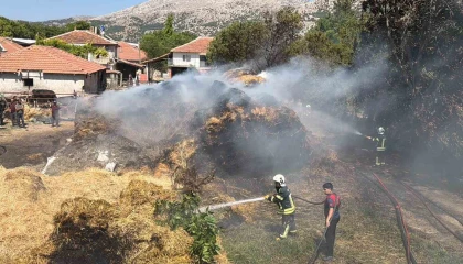 Burdurda 50 ton balya yangında kül oldu