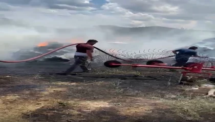 Burdurda samanlık yangını