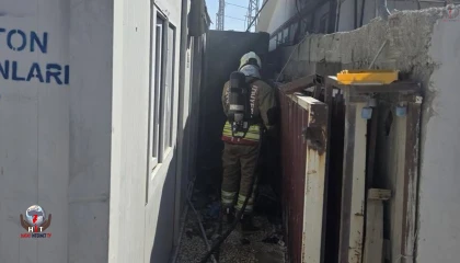 GÜZELBURÇ'TA KONTEYNER YANGINI SÖNDÜRÜLDÜ
