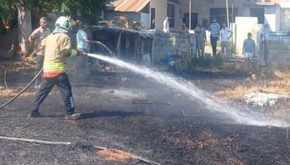 Hassada bahçe yangını