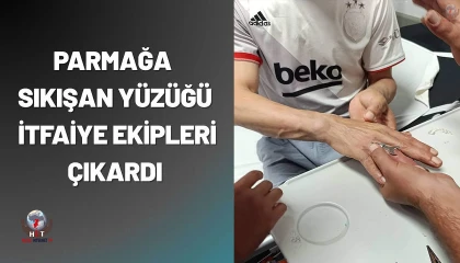 Antakyada vatandaşın parmağına sıkışan yüzüğü itfaiye çıkardı
