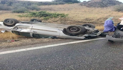 Burdurda otomobil takla attı: 4 yaralı