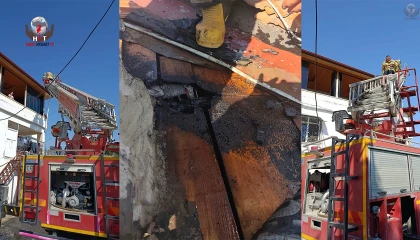 Defnede çatı yangını binaya sıçramadan söndürüldü